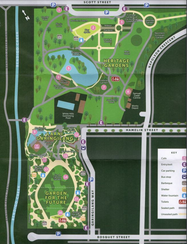 Bendigo Botanic Gardens (White Hills) Map