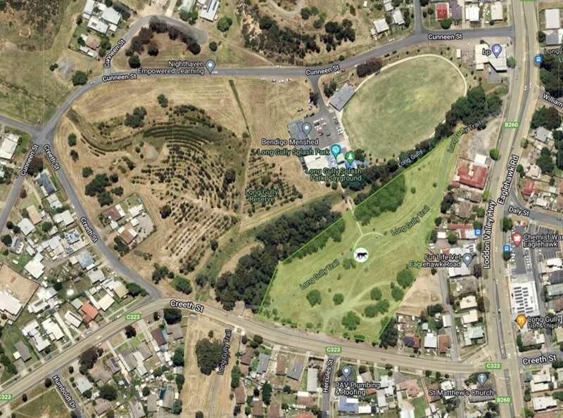 Bendigo - Long Gully Reserve Dog Off Leash Area (Long Gully) Map