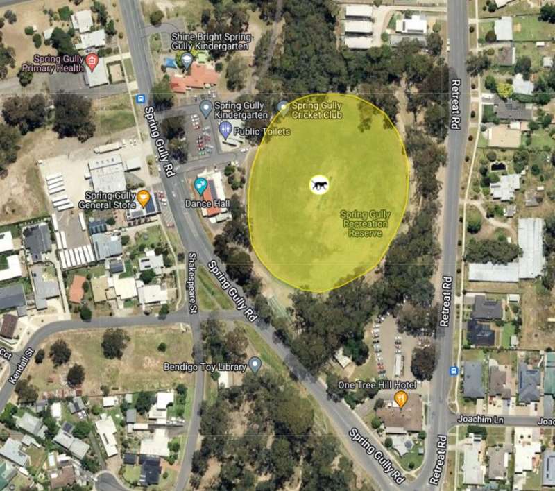 Bendigo - Spring Gully Oval Dog Off Leash Area (Spring Gully) Map