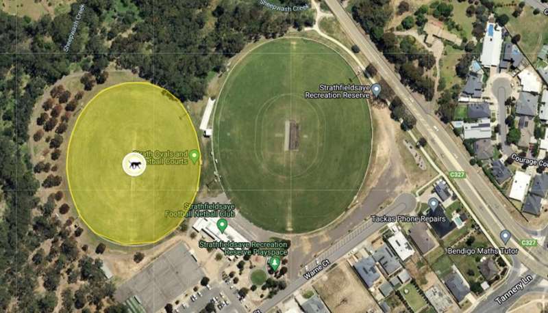 Bendigo - Strathfieldsaye Junior Oval Dog Off Leash Area (Strathfieldsaye) Map