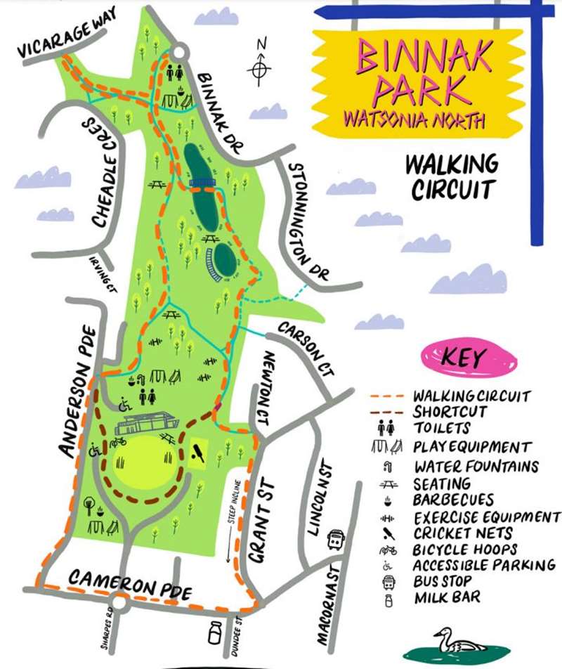 Binnak Park Walk (Watsonia North) Map