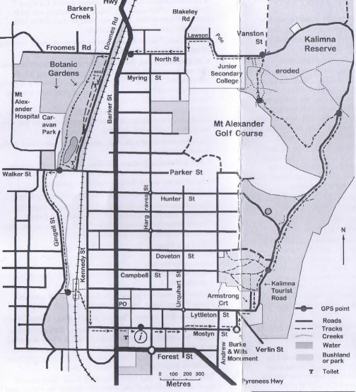 Walk to the Botanic Gardens via Kalimna Reserve Map