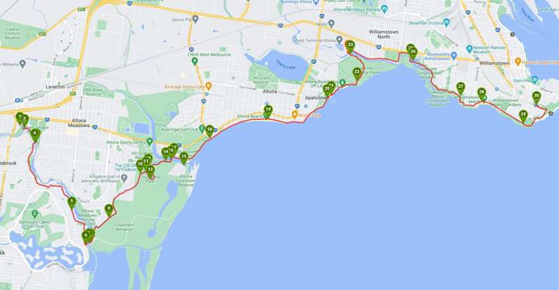 Creeks and Wetlands between Altona Meadows and Williamstown Walk Map