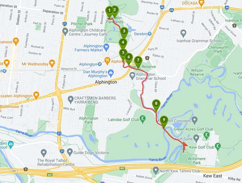 Darebin Creek Walk from Darebin Parklands to the Yarra River (Alphington)