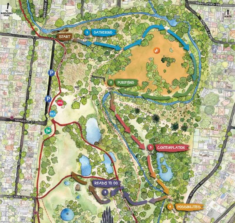 Darebin Parklands Spiritual Healing Trail (Alphington) Map