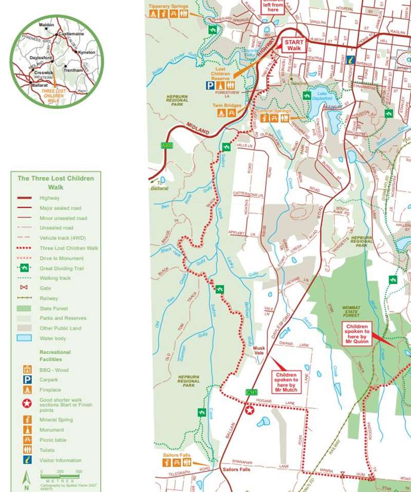 Daylesford - Three Lost Children Walk Map