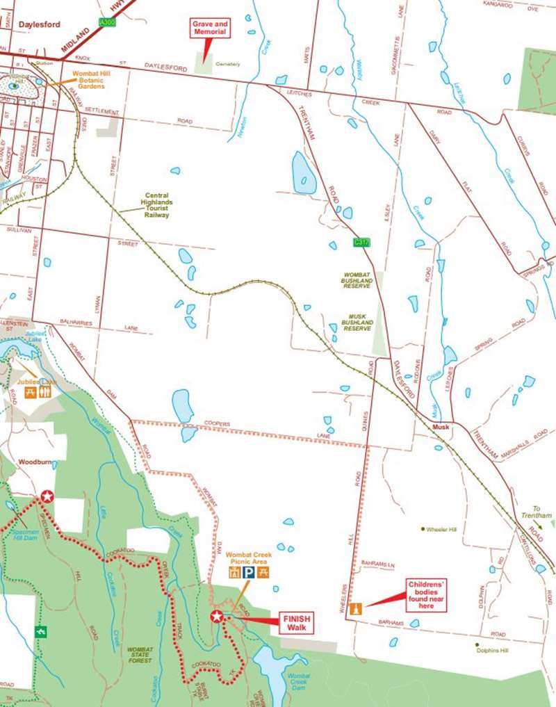 Daylesford - Three Lost Children Walk Map