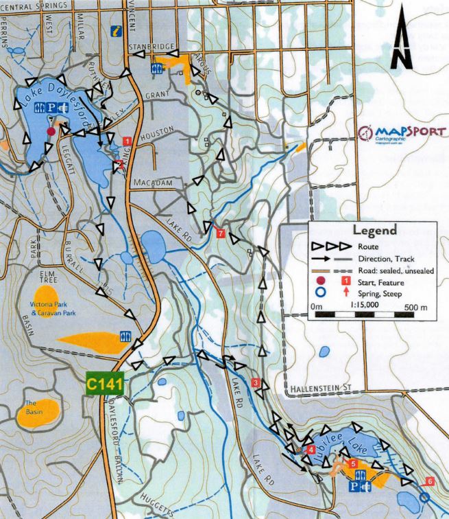 Daylesford - Two Lakes Walk Map