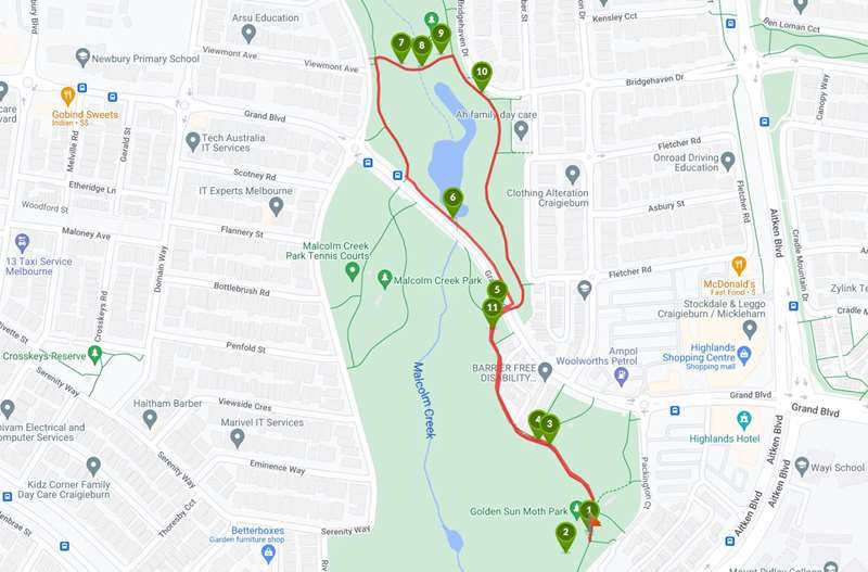 Edwardes Lake and Edwardes Creek Wetlands Walk (Reservoir) Map