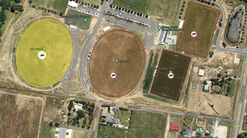 Epsom Huntly Recreation Reserve Dog Off Leash Area Map