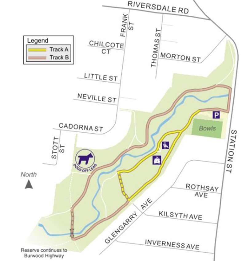 Gardiners Creek Reserve (Ashwood - Burwood) Map