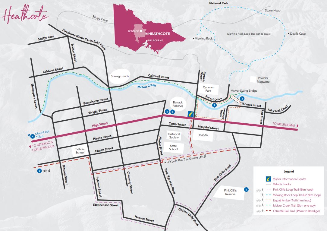 Heathcote - Walks Around the Town Map