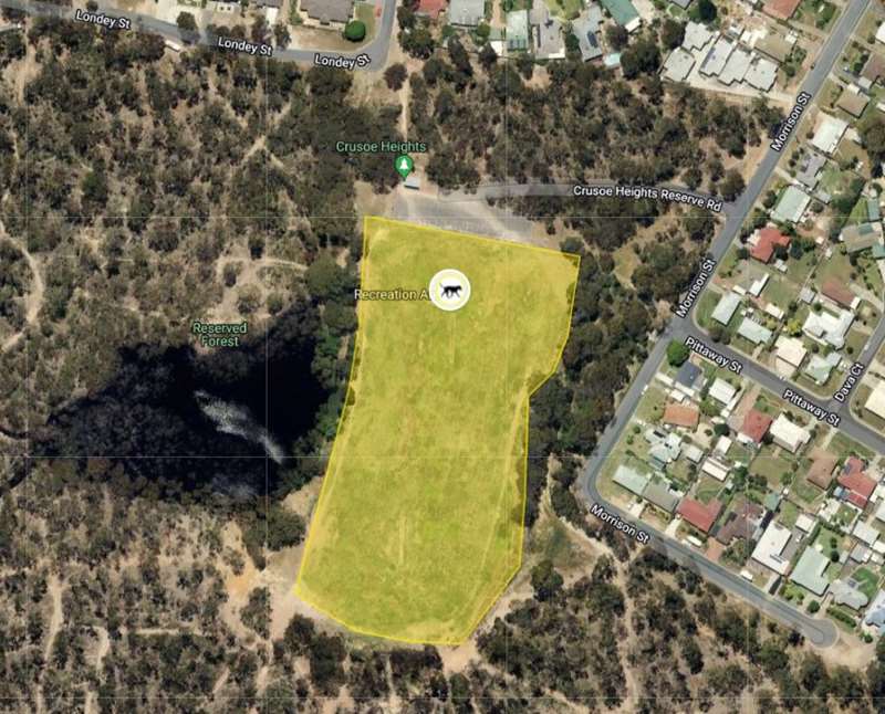 Bendigo - Crusoe Heights Dog Off Leash Area (Kangaroo Flat) Map