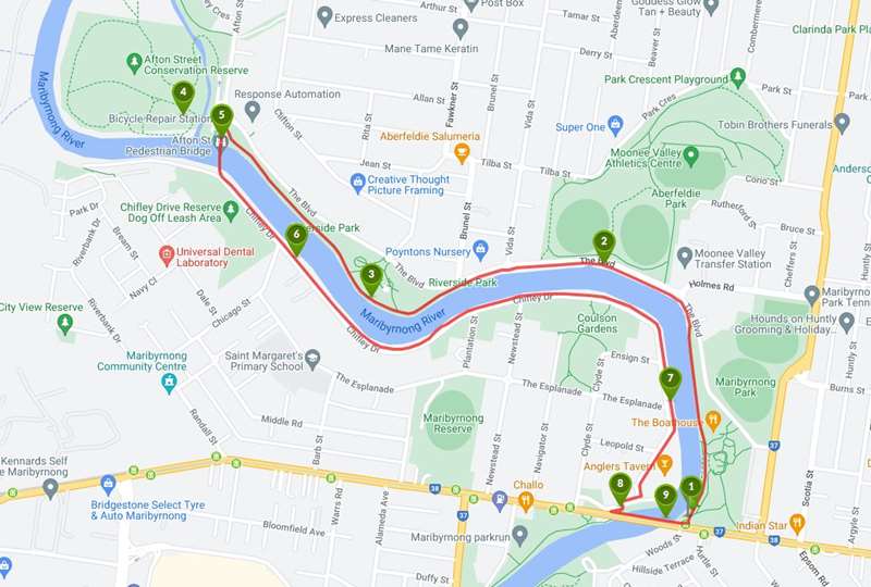 Maribyrnong River Loop (Aberfeldie) Map