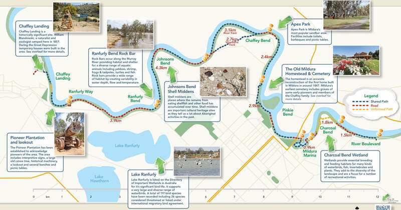 Mildura Riverfront Shared Path Map