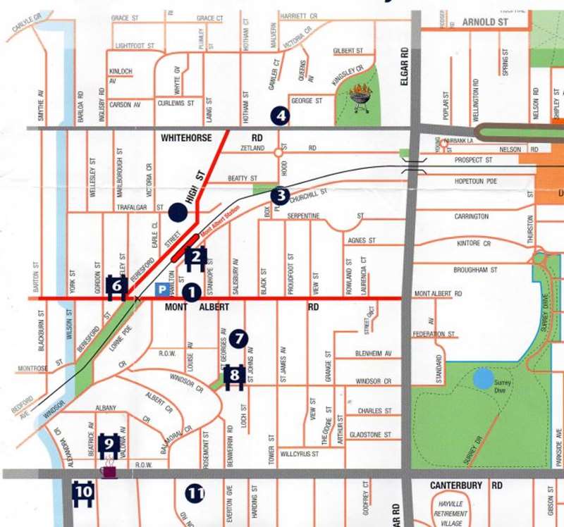 Mont Albert and Surrey Hills Heritage Trail Map