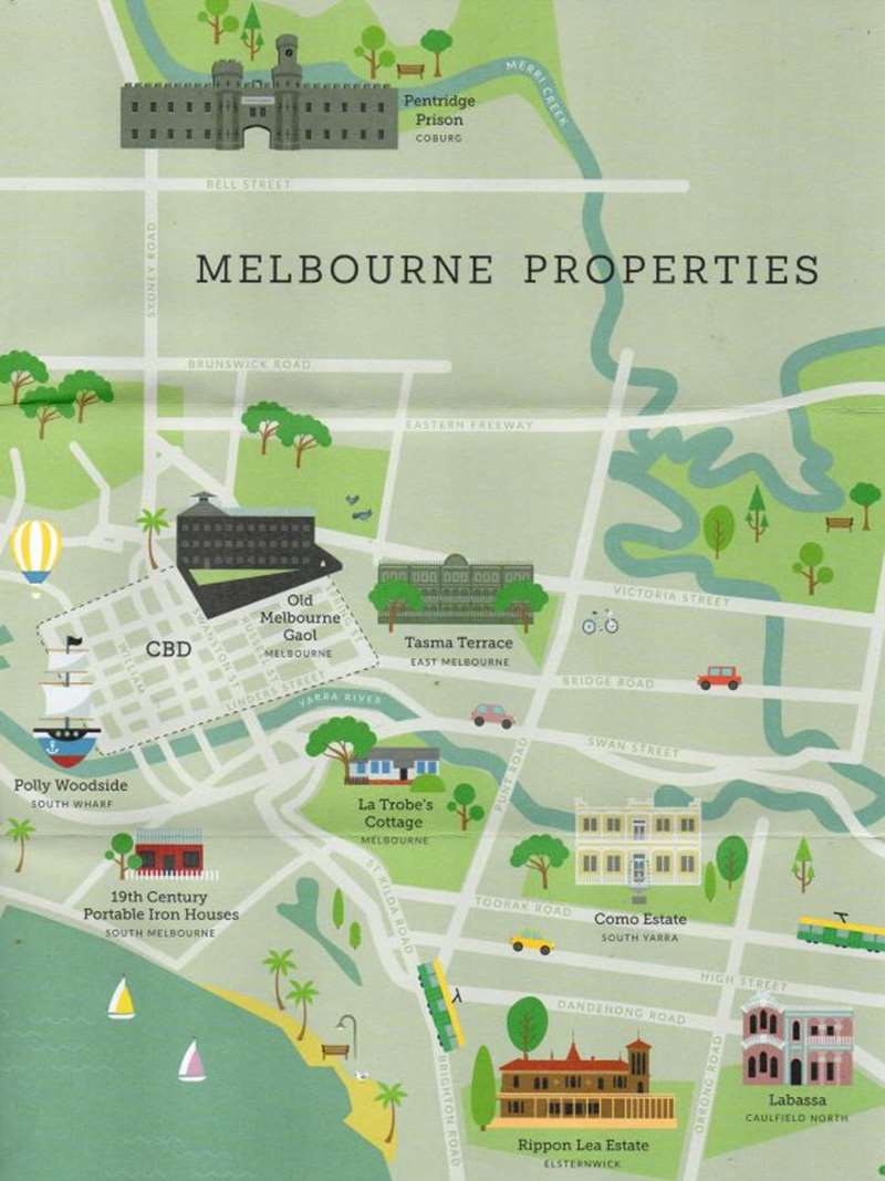 National Trust Properties Melbourne Map