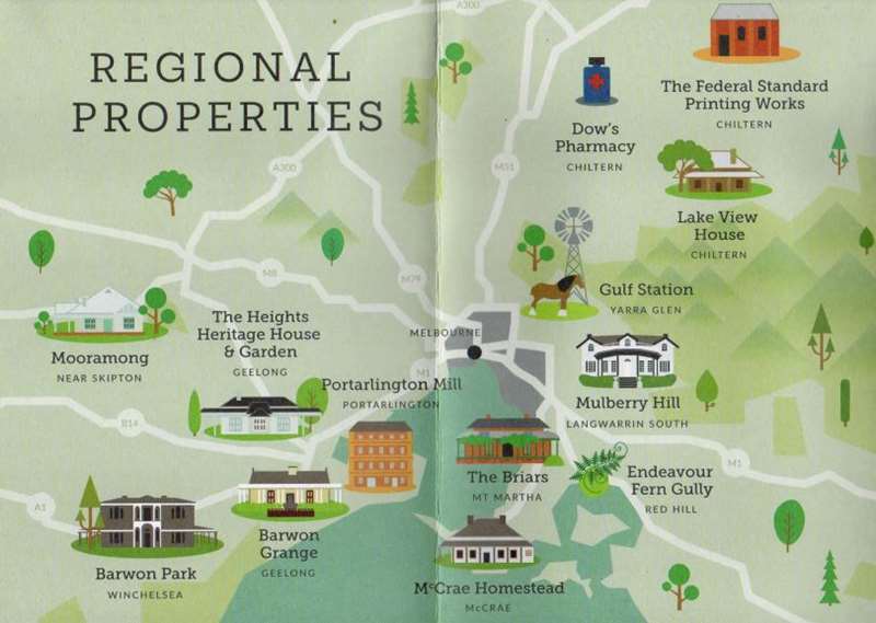 National Trust Properties Regional Victoria Map