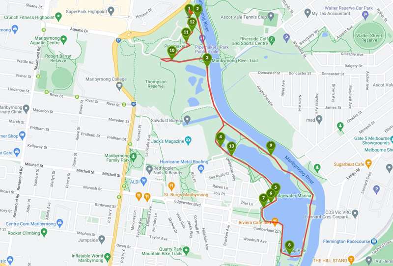 Pipemakers Park and Maribyrnong River Loop Walk Map